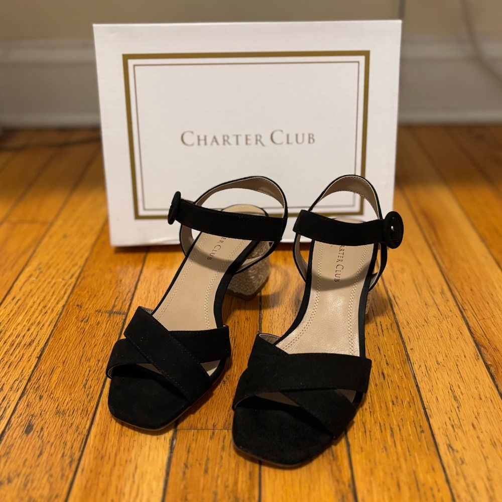 Charter Club Black Strappy Heels size 5